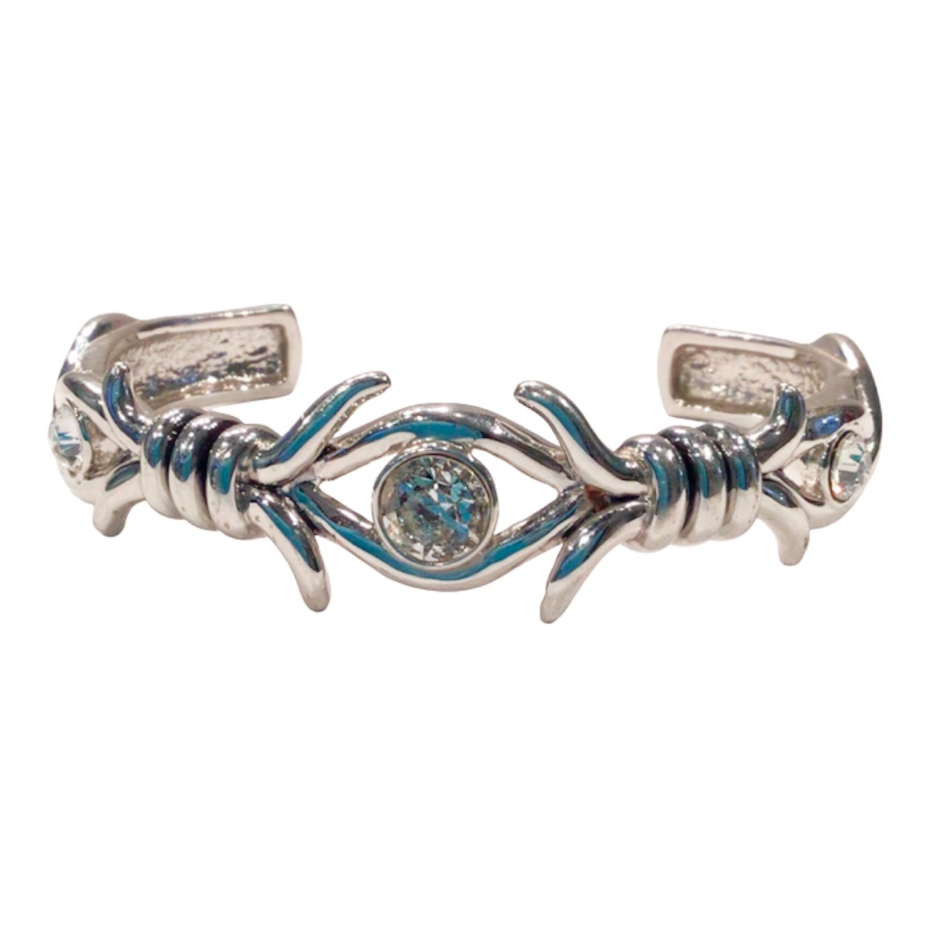 Silver Tone Large Rhinestone Bracelet 23$